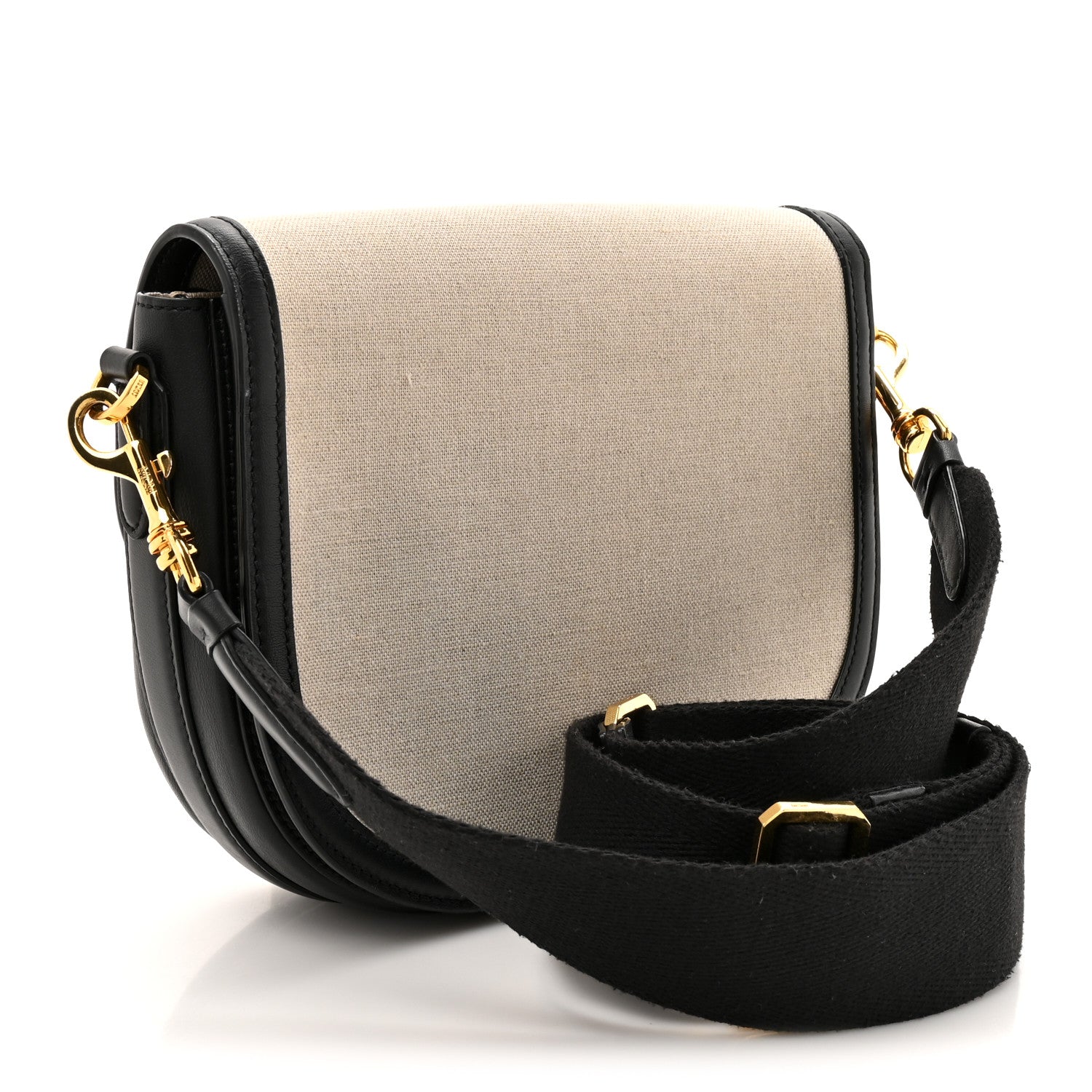 Calfskin Linen Small Travia Crossbody Black