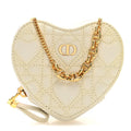 Calfskin Cannage Dioramour Caro Heart Pouch With Chain White