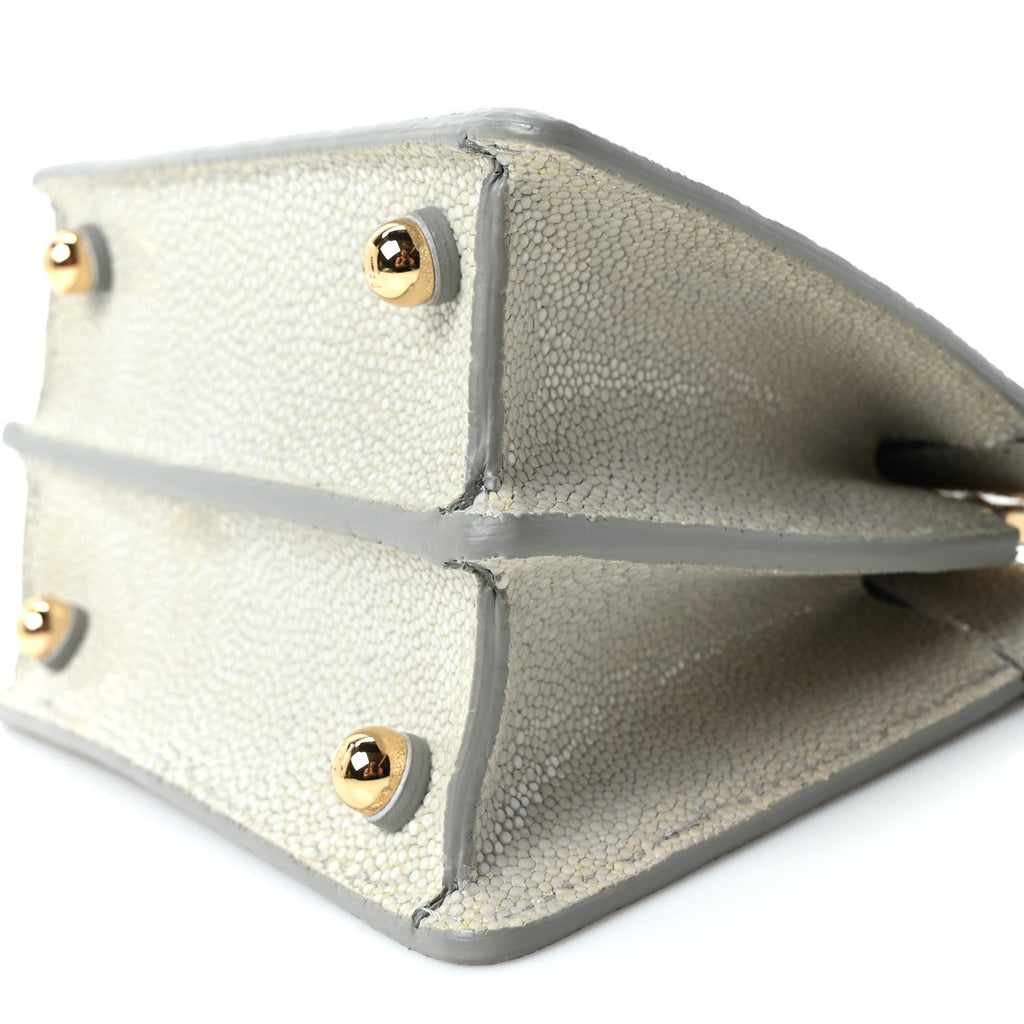 Stingray Shiny Nappa Petite Peekaboo I SEE U Satchel Pearl Grey