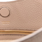 Pebbled Calfskin Small Alix Padlock Zip Hobo Bag Beige