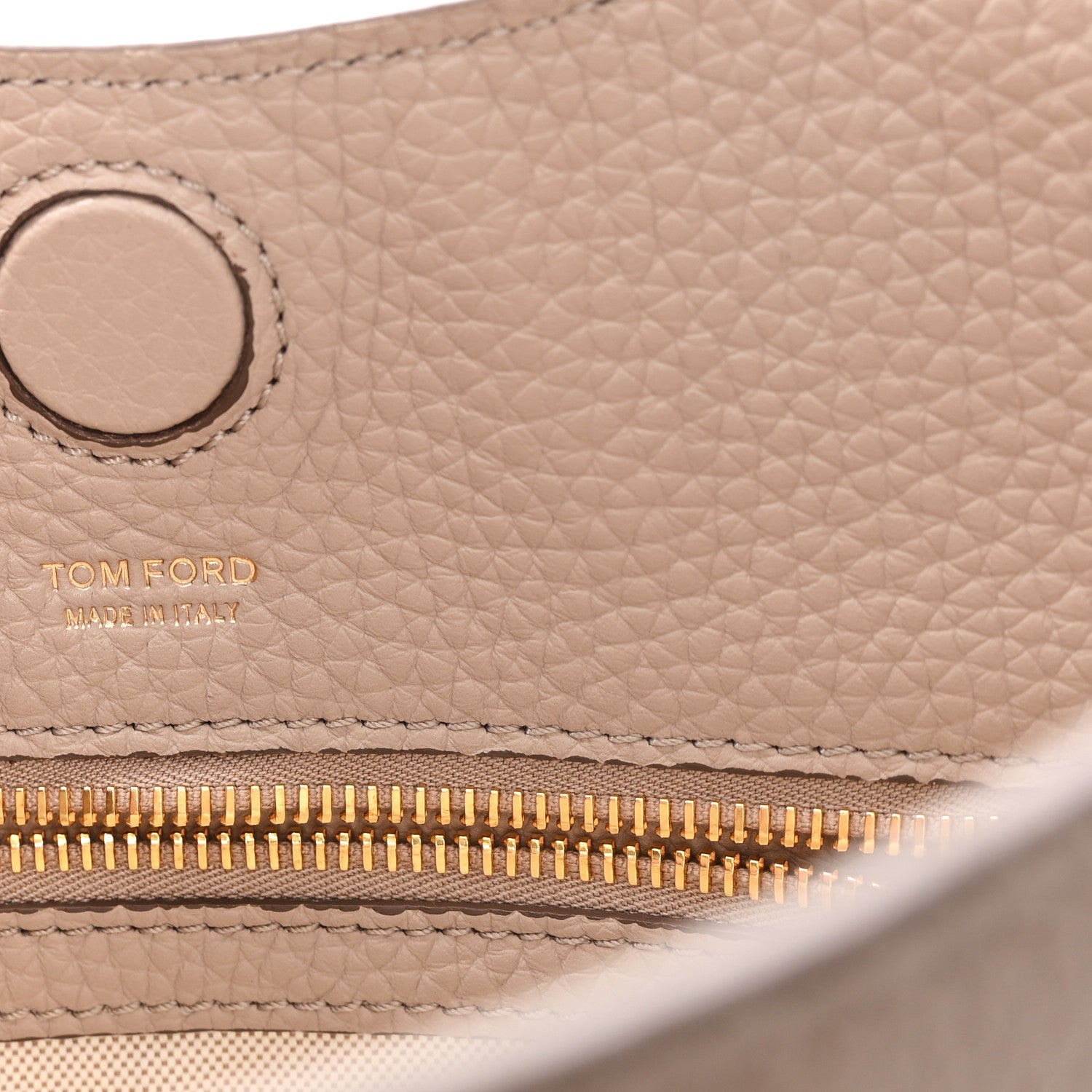 Pebbled Calfskin Small Alix Padlock Zip Hobo Bag Beige