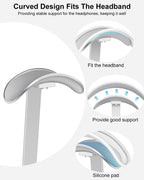 Headphone Stand for AirPods Max, Headset Holder with Aluminum Supporting Rod, Heavy Base Desk Stand Headphones Support Accessory for All Headphones - Silver White