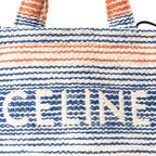 Canvas Calfskin Striped Triomphe Small Cabas Thais Multicolor