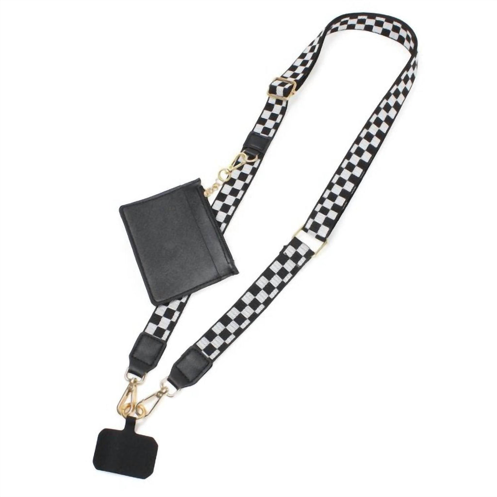 Women's Clip N' Carry Crossbody Phone Carrier With Pouch Wallet In Black Check