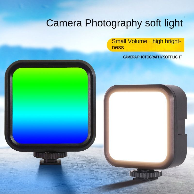 camera with tri color fill light with bracket set, outdoor mobile phone live shooting self portrait beauty light portable RGB pocket light mini