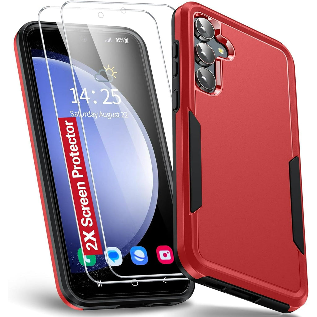 Entronix Bundle Compatible with Galaxy S25 - Soft-Touch Dual-Layer Case & 2 Clear Screen Protectors