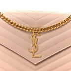 Grain De Poudre Matelasse Chevron Monogram Chain Wallet Pale Pink
