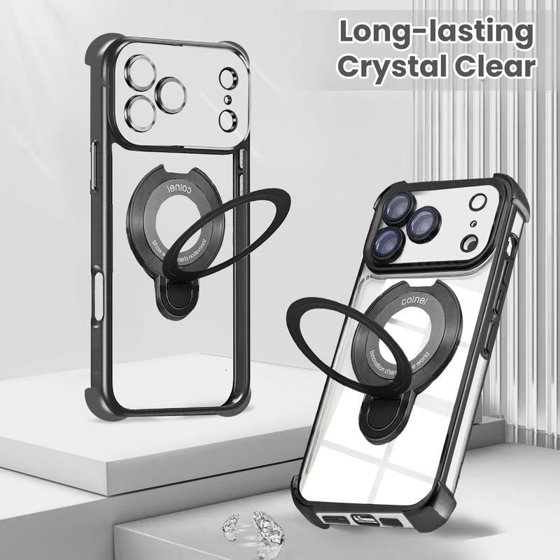 Entronix [Magnetic] Case Compatible with iPhone 17 Pro - [Clear Back] Luxury Glossy Gripstand