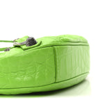 Extra Supple Calfskin Crocodile Embossed Le Cagole Mini Purse With Chain Acid Green