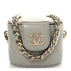 Lambskin Quilted Mini Vanity Case With Chain Grey