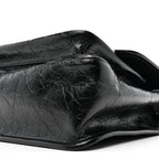 Crinkled Calfskin Matelasse Monogram Medium Niki Chain Satchel Black