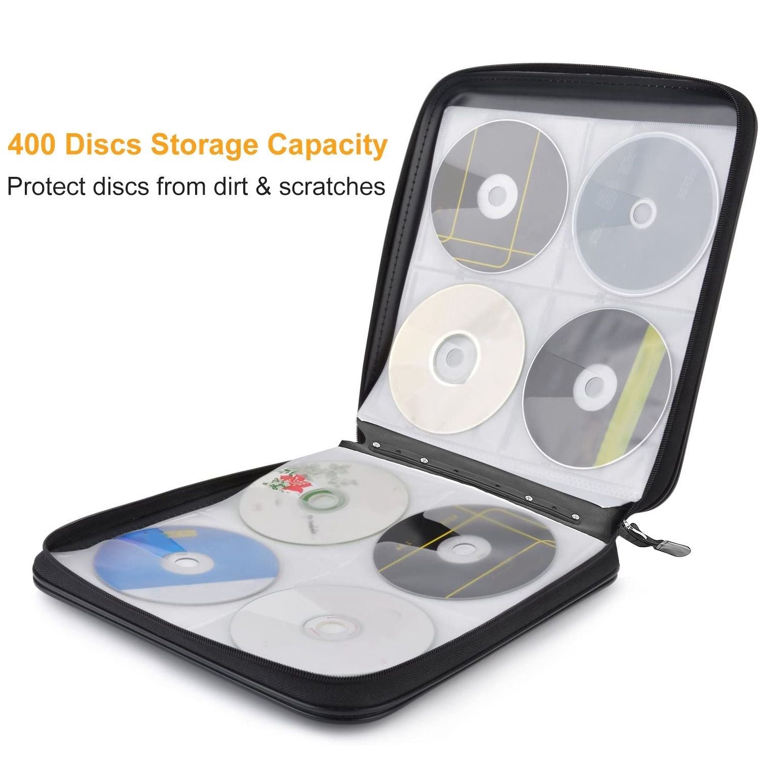 400 Discs CD Case CD DVD Storage Binder Sleeves Bag Portable Media Disk Wallet