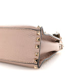 Pebbled Calfskin Medium Rockstud Top Handle Shoulder Bag Poudre