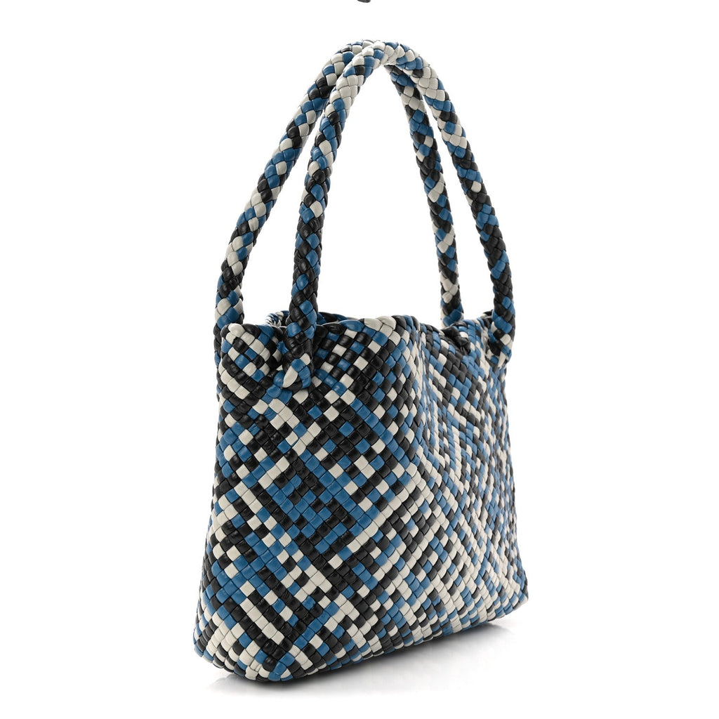 Calfskin Intreccio Tricolor Tosca Shoulder Bag Black Agate Grey Deep Pacific