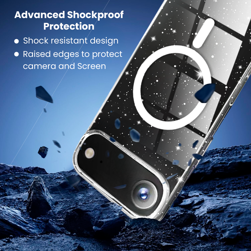 Entronix Bundle Compatible with iPhone 17 Air - [Magnetic] Glitter Clear Case, 1 Clear Screen Protector & 1 Camera Lens Protector