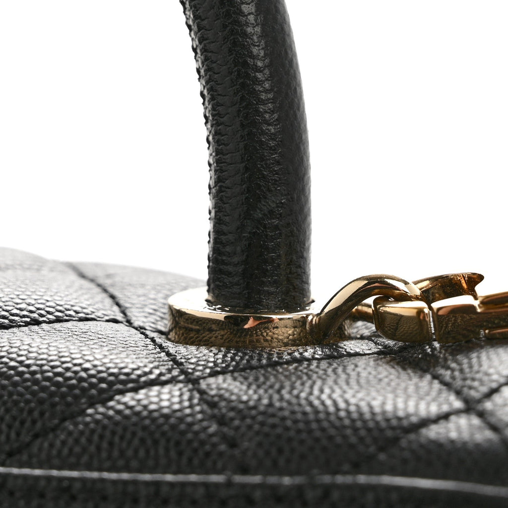 Caviar Quilted Small Coco Handle Flap Black