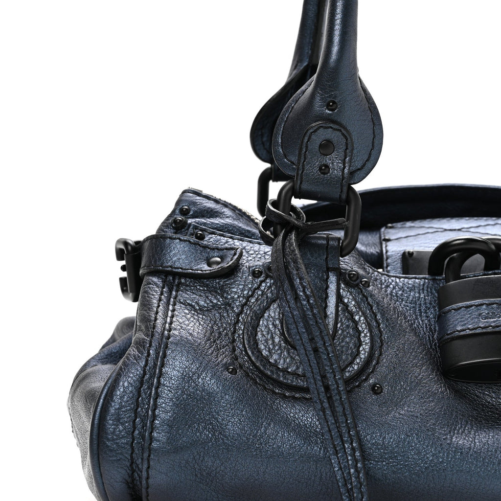 Metallic Calfskin Medium Paddington Satchel Blue