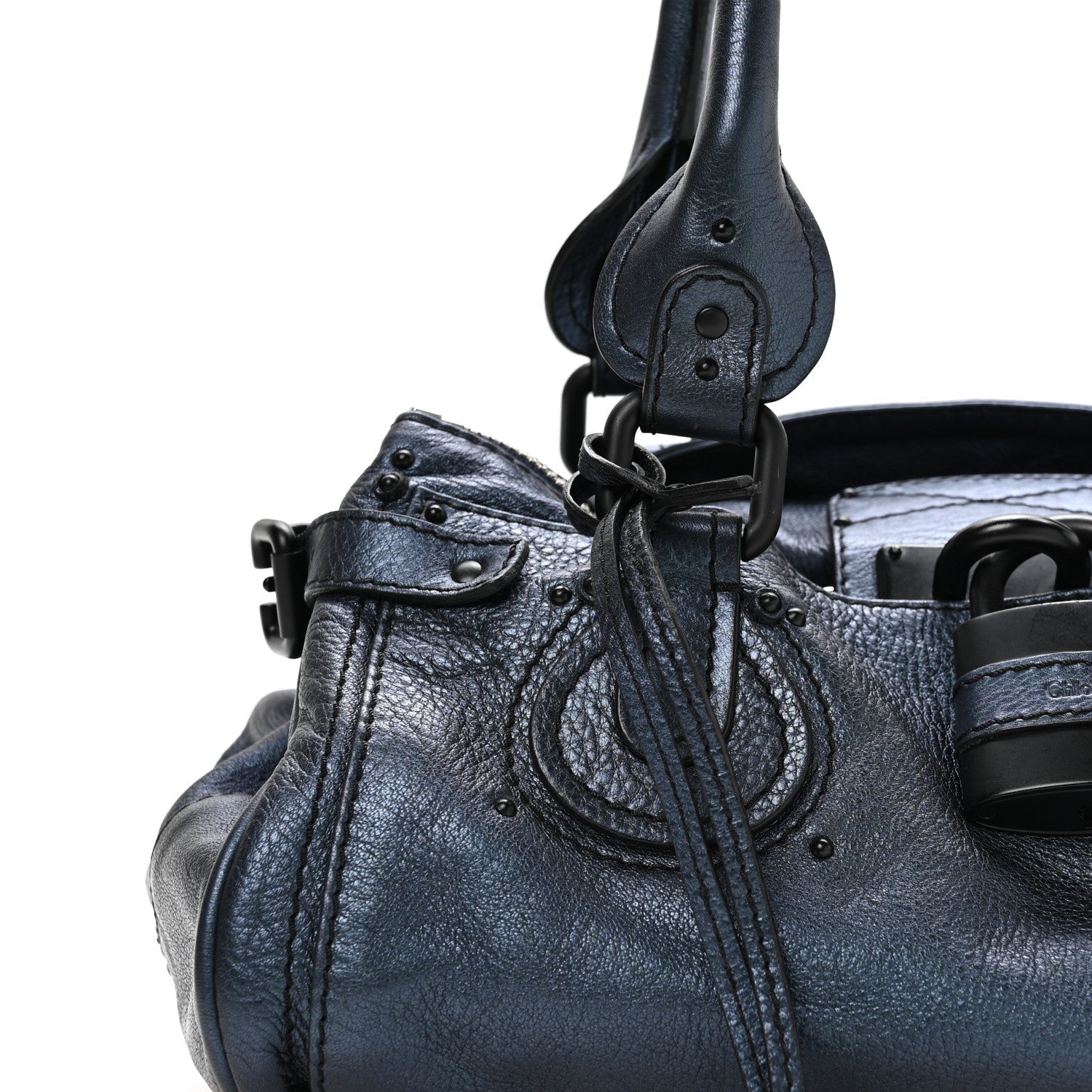 Metallic Calfskin Medium Paddington Satchel Blue