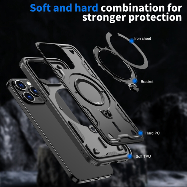Entronix [Magnetic] Case Compatible with iPhone 16 Pro - Rugged Armor Gripstand