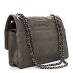Washed Lambskin Jumbo Take Away Flap Grey