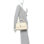 Caviar Quilted Small Coco Handle Flap White
