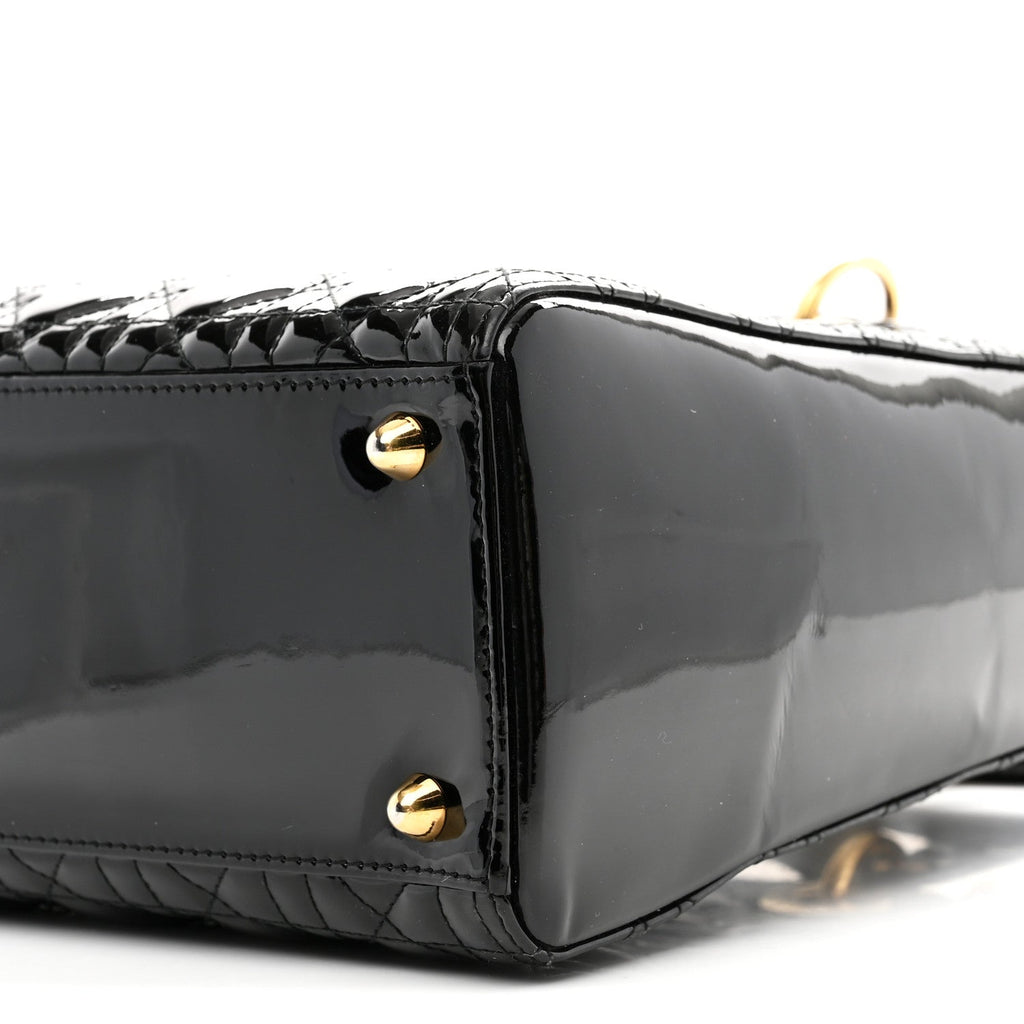 Patent Cannage Large Lady Dior Black