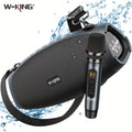 70W Portable Bluetooth Speakers with 120W Peak Power and Wireless Microphone, Waterproof for Outdoor Use