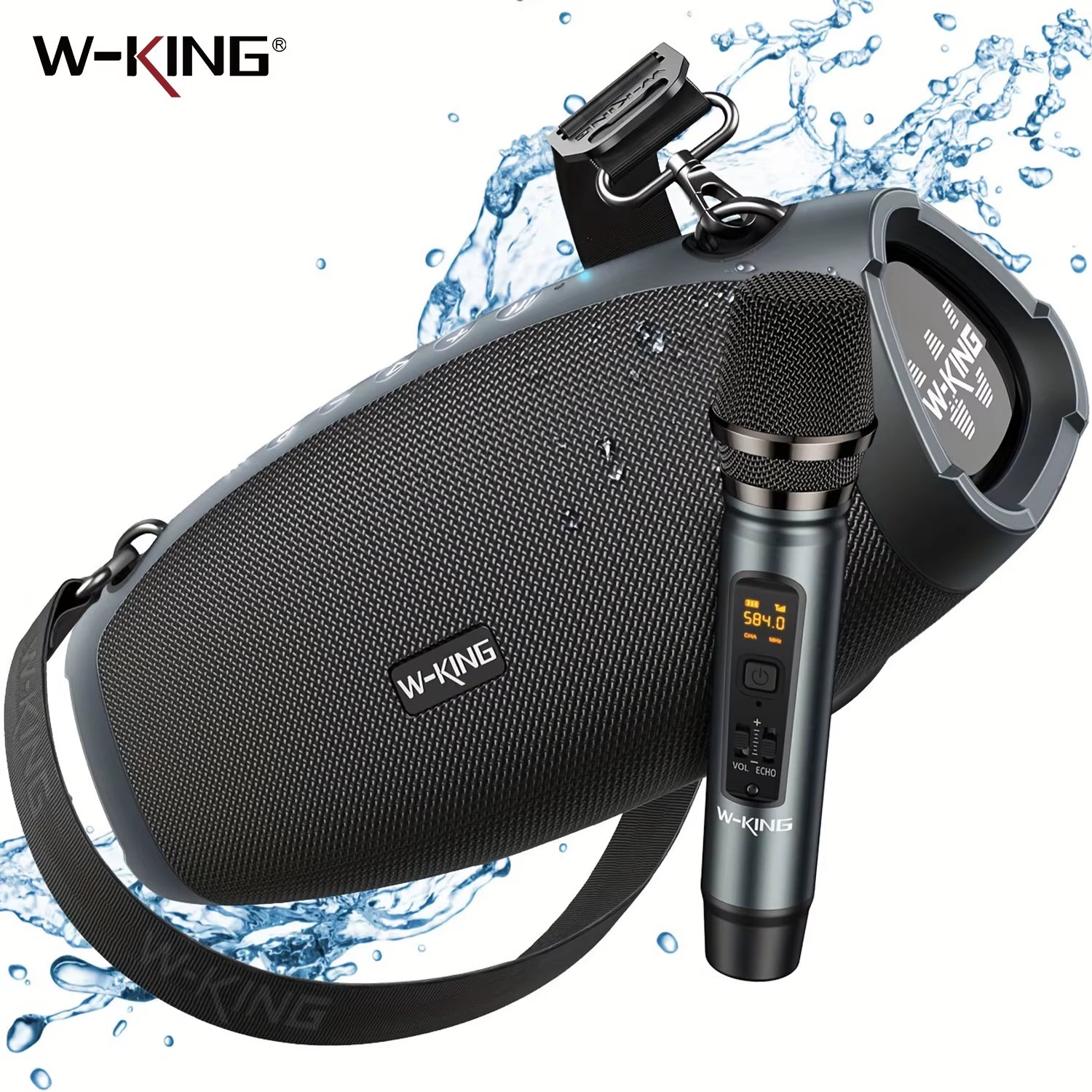 70W Portable Bluetooth Speakers with 120W Peak Power and Wireless Microphone, Waterproof for Outdoor Use