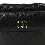 Caviar Quilted Polly Pocket Pouch Hobo Black