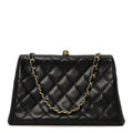 Caviar Quilted Kisslock Shoulder Bag Black