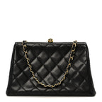 Caviar Quilted Kisslock Shoulder Bag Black