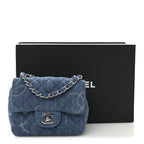 Denim CC Quilted Mini Square Flap Blue