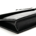 Grain De Poudre Matelasse Chevron Monogram Monochrome Envelope Chain Wallet Black