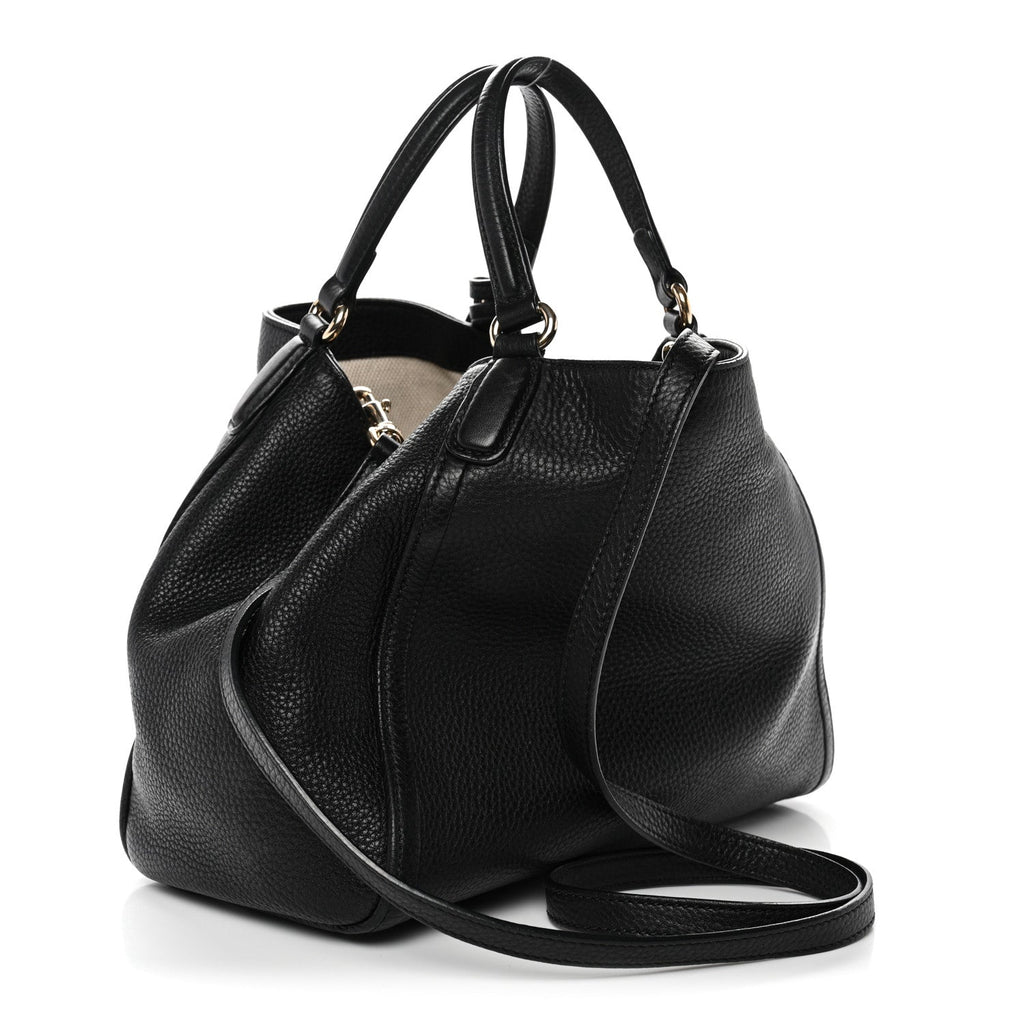 Pebbled Calfskin Small Soho Shoulder Bag Black