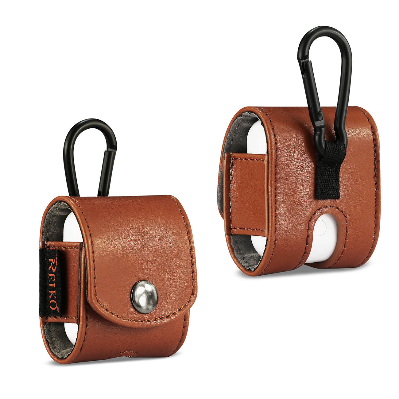 Reiko Leather Case For Airpod In Brown