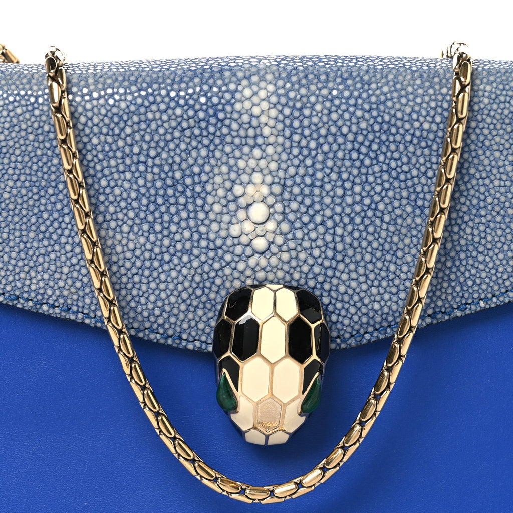 Galuchat Calfskin Serpenti Forever Crossbody Bag Blue