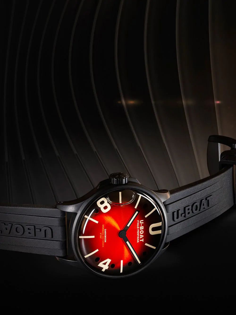U-Boat Men's Watch Darkmoon 40 Red Black Soleil Steel