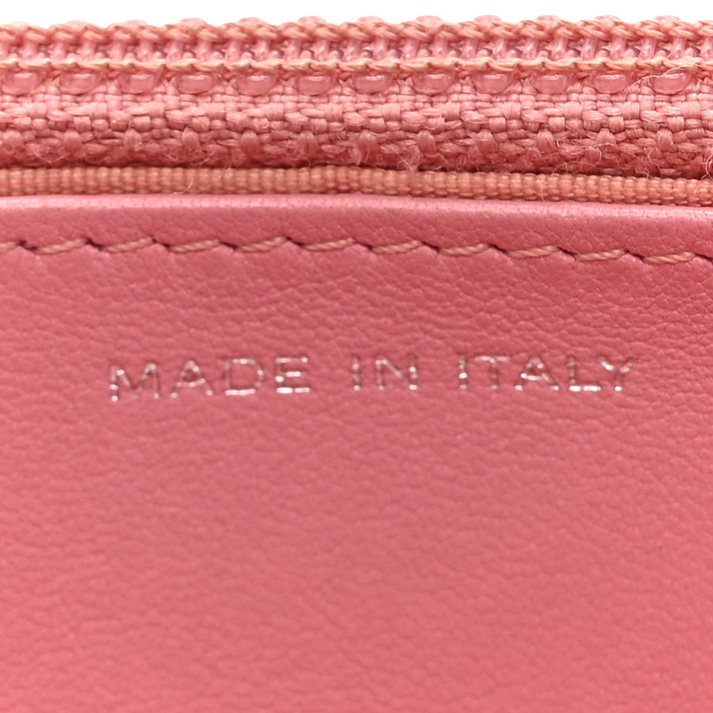 Lambskin Quilted CC Crossing Wallet On Chain WOC Pink