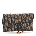 Oblique Saddle Chain Long Wallet  Blue