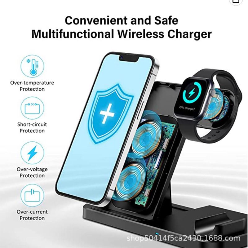 folding 4-in-1 multi-function mobile phone wireless charger for Apple 12/13/15W wireless fast charging
