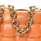 Lambskin Maxi Intreccio Padded Chain Cassette Crossbody Bag Clay