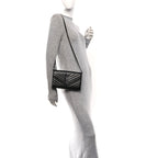 Grain De Poudre Matelasse Chevron Monogram Monochrome Chain Wallet Black