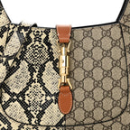 GG Supreme Monogram Snakeskin Small Jackie 1961 Hobo Beige Ebony