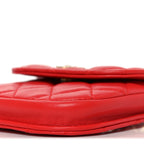 Lambskin Quilted Pearl Crush Waist Bag Red