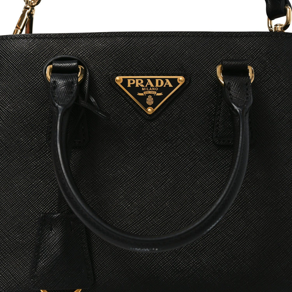 Saffiano Lux Micro Galleria Shoulder Bag Black