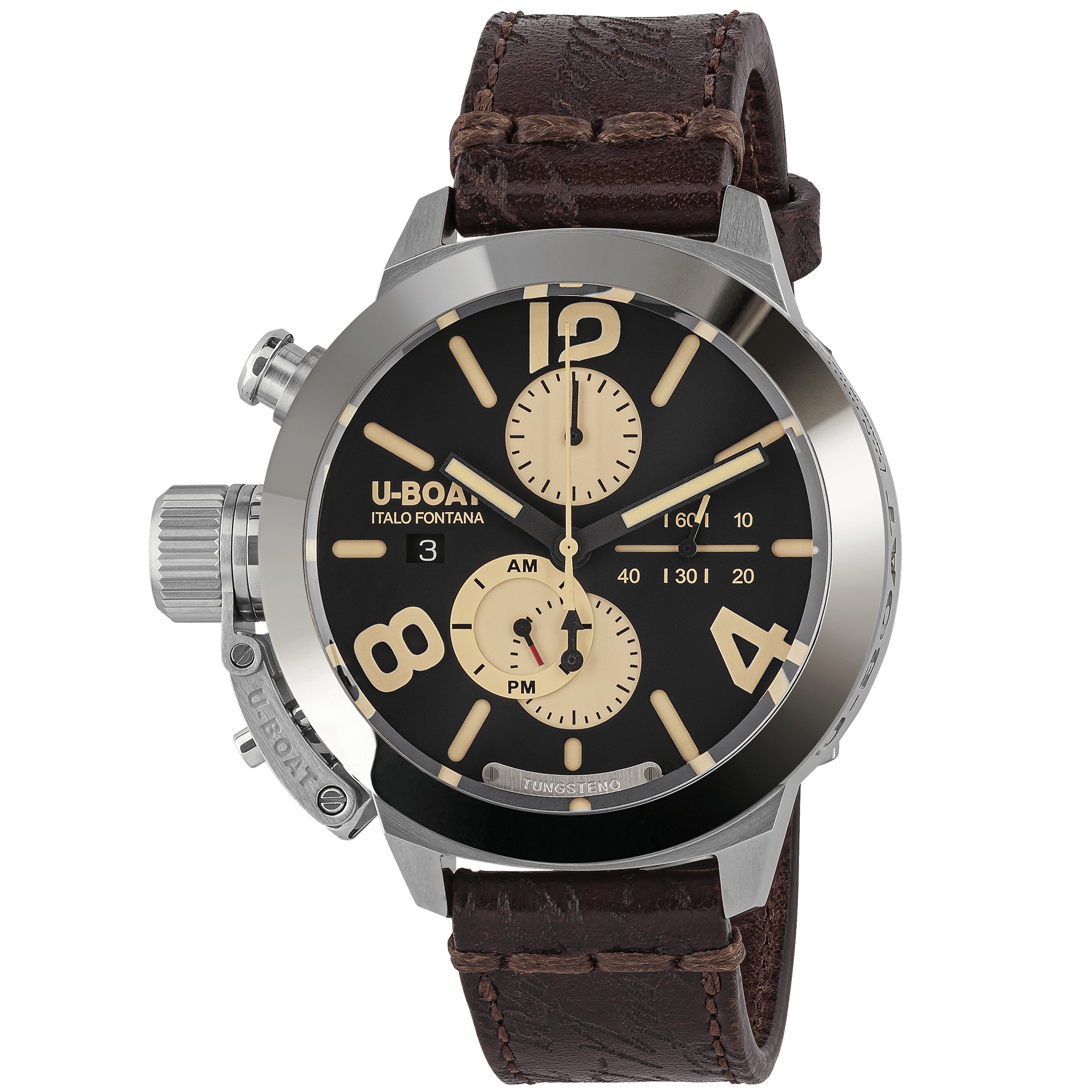 U-Boat Men's Watch Classico Tungsteno CAS1 Chronograph Black Beige