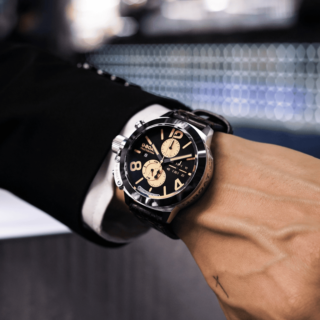 U-Boat Men's Watch Classico Tungsteno CAS1 Chronograph Black Beige