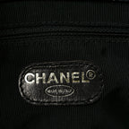 Caviar Embroidered Logo Shoulder Bag Black