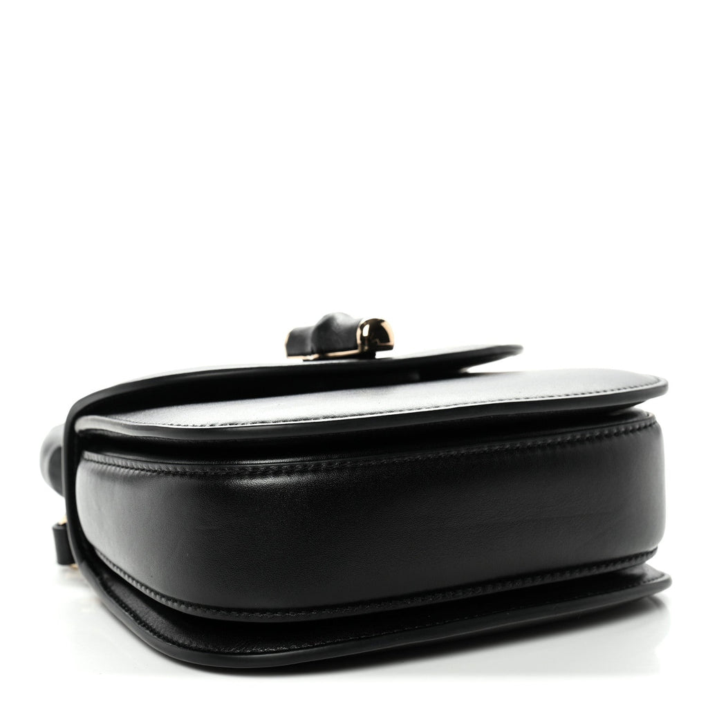 Boarded Dyana Lux Calfskin Web Monochrome Mini Bamboo 1947 Top Handle Bag Black