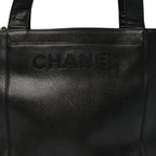 Caviar Embroidered Logo Shoulder Bag Black